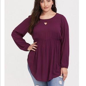Burgundy purple  gauze tunic Top